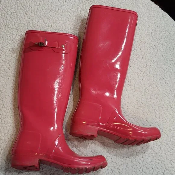 Hunter womens Wellington Boots waterproof Pink Size 9 - Picture 5 of 7